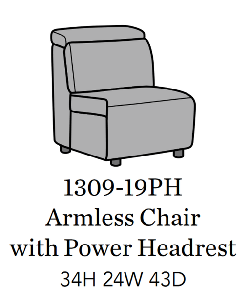Flexsteel Latitudes Astra Leather Armless Chair w/Power Headrest - Dow Furniture (ME)