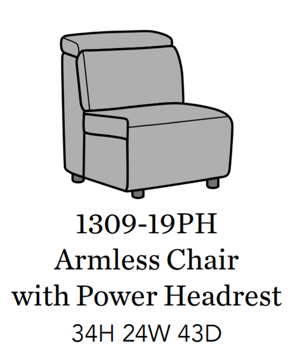 Flexsteel Latitudes Astra Leather Armless Chair w/Power Headrest - Dow Furniture (ME)