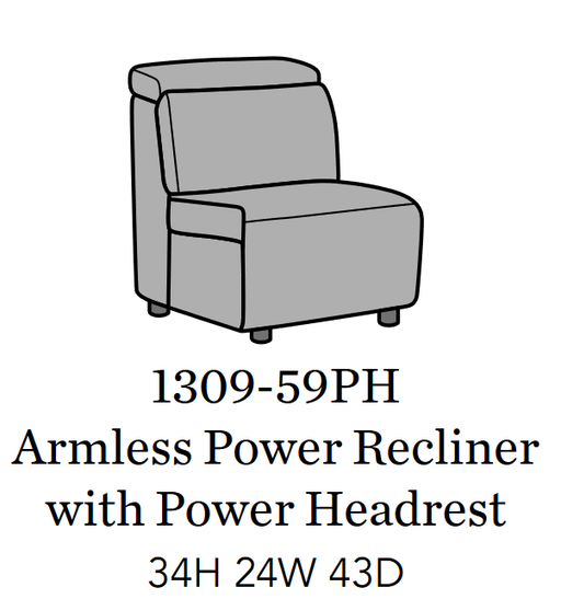 Flexsteel Latitudes Astra Leather Armless Power Recliner w/Power Headrest - Dow Furniture (ME)