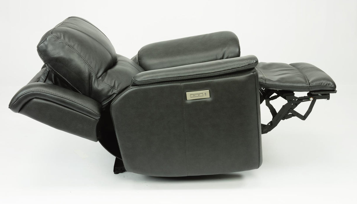 Flexsteel Latitudes Cade Leather Power Recliner w/Power Headrest in Black