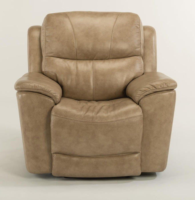 Flexsteel Latitudes Cade Leather Power Recliner w/Power Headrest in Light Brown image