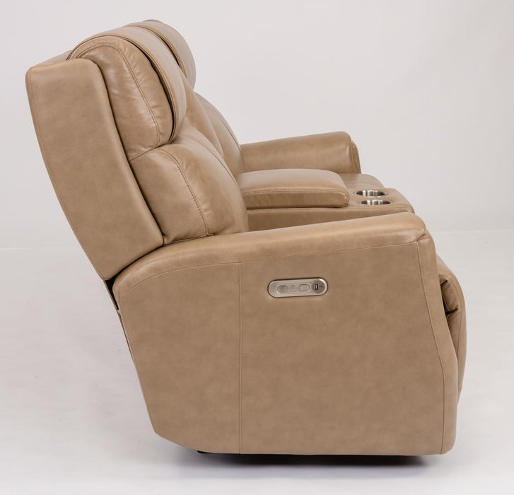 Flexsteel Latitudes Holton Leather Power Reclining Loveseat w/Console & Power Headrests