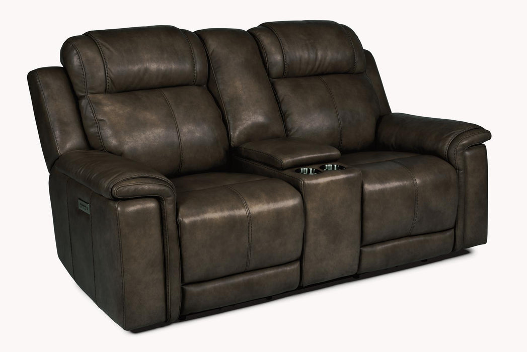 Flexsteel Latitudes Kingsley Leather Power Reclining Loveseat w/Console & Power Headrests image