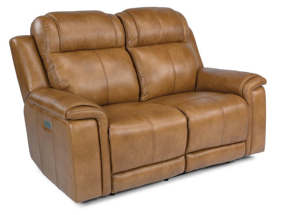 Flexsteel Latitudes Kingsley Leather Power Reclining Loveseat w/Power Headrests - Dow Furniture (ME)