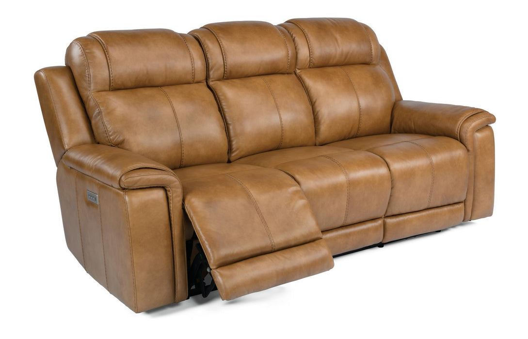 Flexsteel Latitudes Kingsley Leather Power Reclining Sofa w/Power Headrests