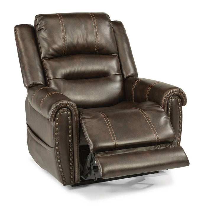 Flexsteel Oscar Power Recliner with Power Headrest and Lumbar - Dow Furniture (ME)