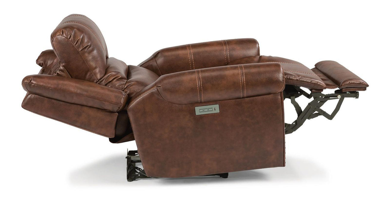 Flexsteel Oscar Power Recliner with Power Headrest and Lumbar - Dow Furniture (ME)