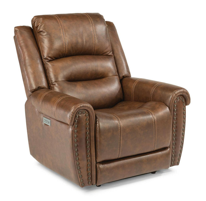 Flexsteel Oscar Power Recliner with Power Headrest and Lumbar - Dow Furniture (ME)