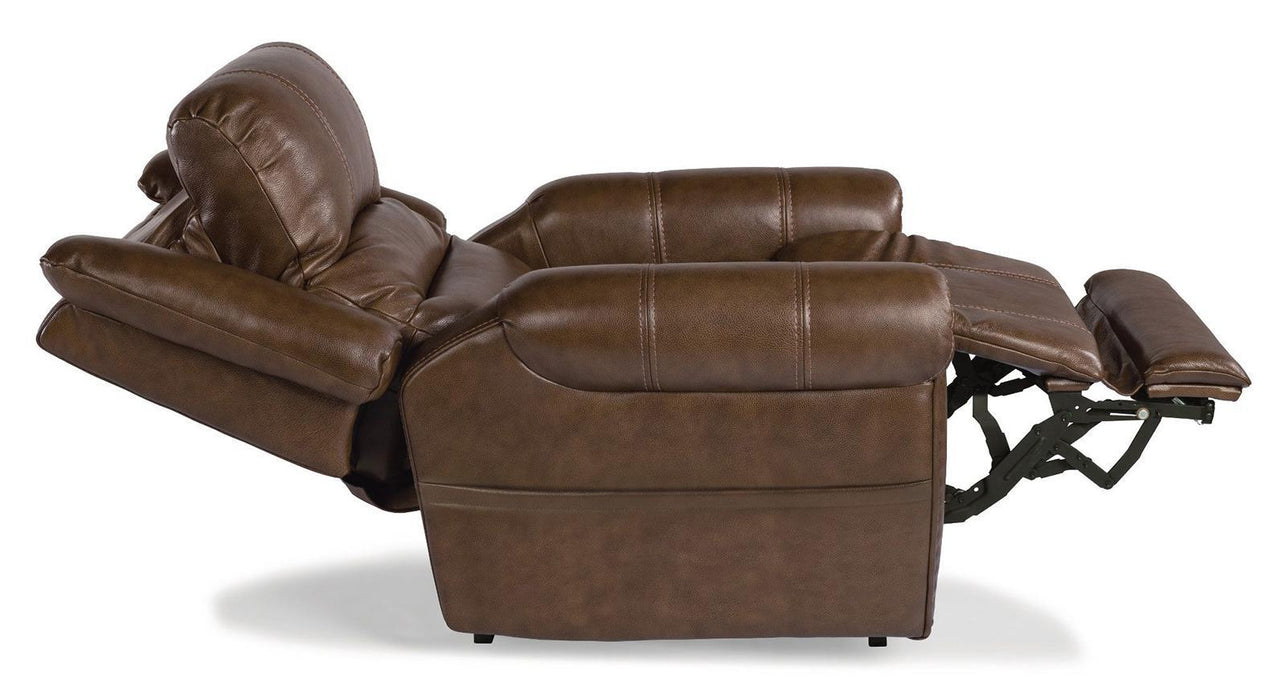 Flexsteel Oscar Power Recliner with Power Headrest and Lumbar - Dow Furniture (ME)