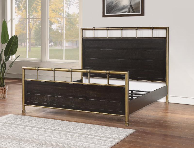 Flexsteel Wynwood Cologne California King Metal Panel Bed in Dark Brown