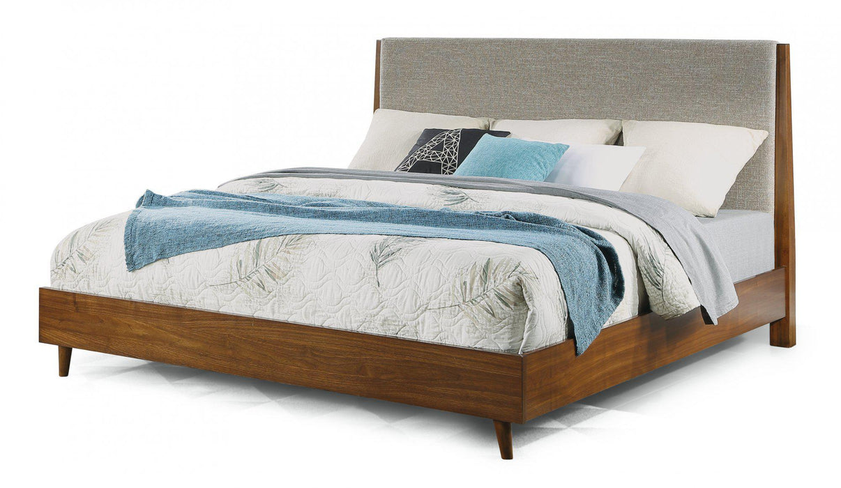 Flexsteel Wynwood Ludwig Upholstered Queen Platform Bed in Medium Brown - Dow Furniture (ME)