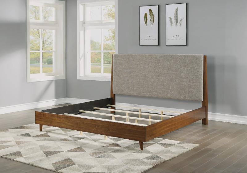 Flexsteel Wynwood Ludwig Upholstered King Platform Bed in Medium Brown - Dow Furniture (ME)