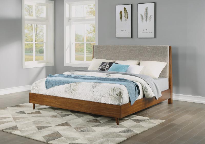 Flexsteel Wynwood Ludwig Upholstered Queen Platform Bed in Medium Brown