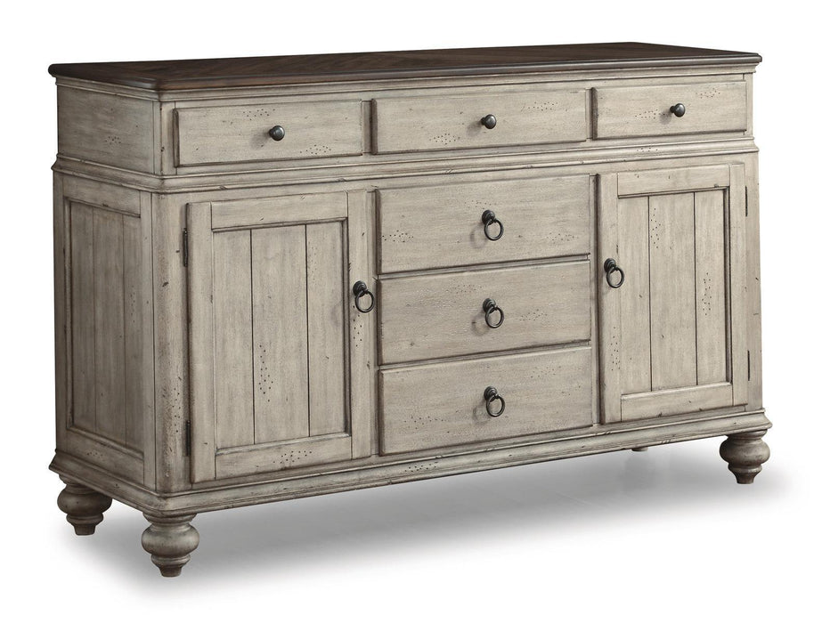 Flexsteel Wynwood Plymouth Buffet with Hutch in Two-Toned - Dow Furniture (ME)