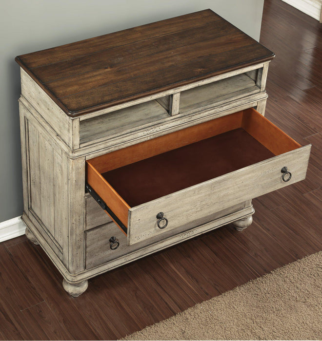 Flexsteel Wynwood Plymouth Media Chest in Whitewash Wood