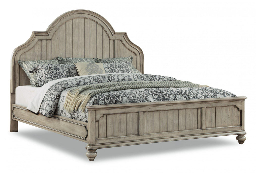 Flexsteel Wynwood Plymouth King Panel Bed in Whitewash Wood - Dow Furniture (ME)