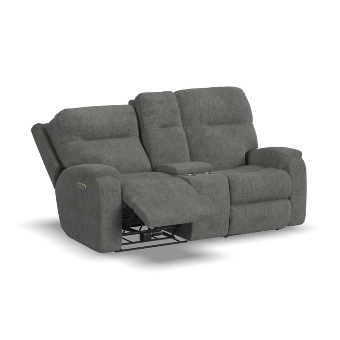 Penn 2860-601L Power Reclining Loveseat with Console & Power Headrests & Lumbar