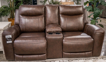 Gravier Power Reclining Loveseat with Console - Dow Furniture (ME)