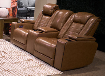 Gruaro Power Reclining Loveseat with Console - Dow Furniture (ME)