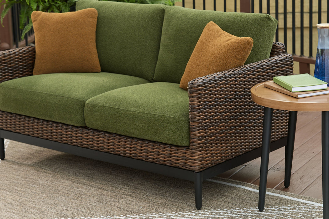 Horizon Hall Outdoor Loveseat with Cushion - Dow Furniture (ME)