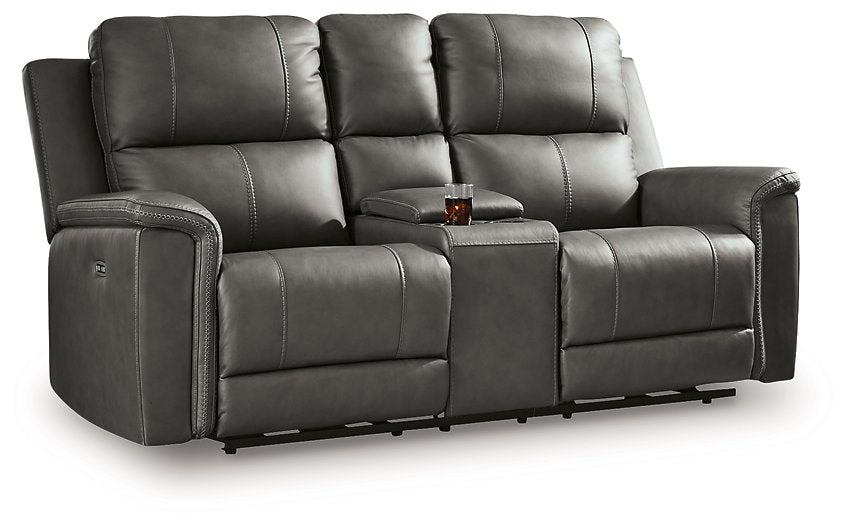 Bleckley Power Reclining Loveseat with Console - Dow Furniture (ME)