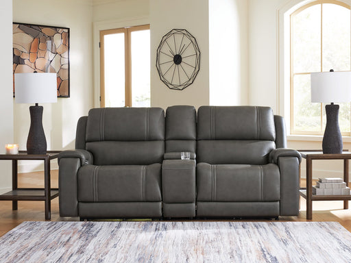 5Z - Pittson Power Reclining Sectional Loveseat with Console - Dow Furniture (ME)