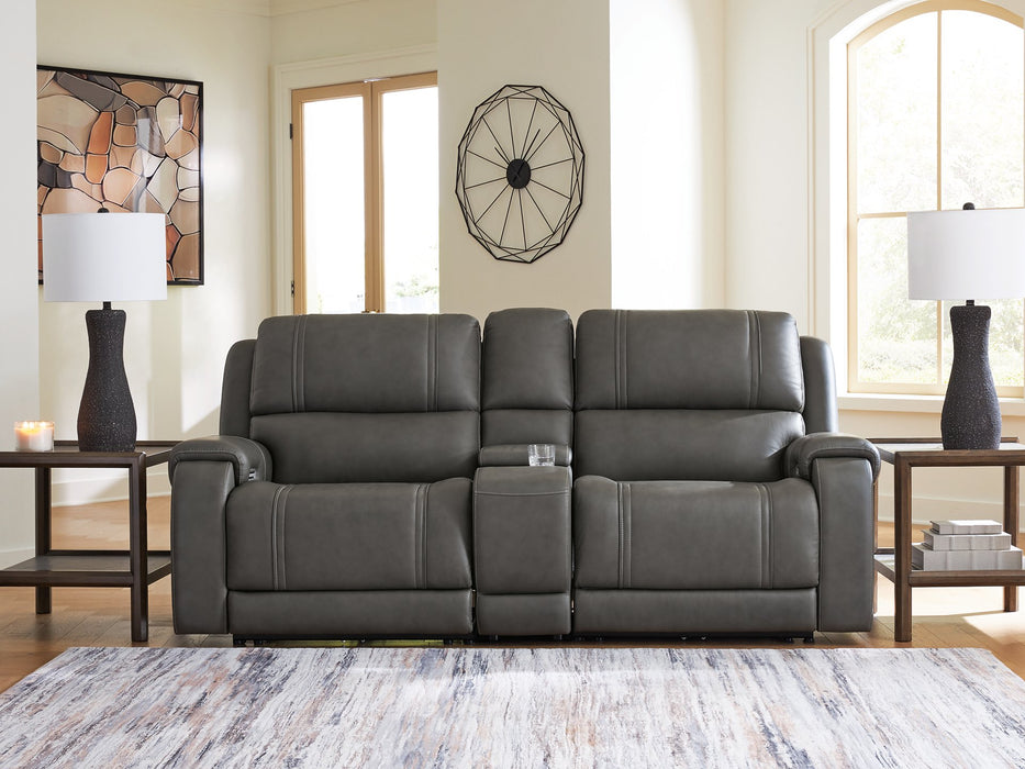 5Z - Pittson Power Reclining Sectional Loveseat with Console - Dow Furniture (ME)