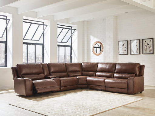 DeepWakes Reclining Sectional with Storage Console - Dow Furniture (ME)