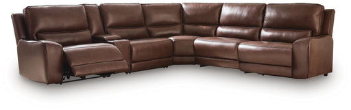 DeepWakes Reclining Sectional with Storage Console - Dow Furniture (ME)