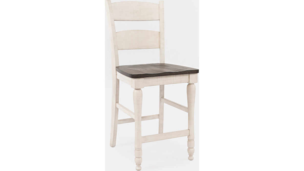 Jofran Madison County Ladderback Counter Stool in Vintage White (Set of 2) image