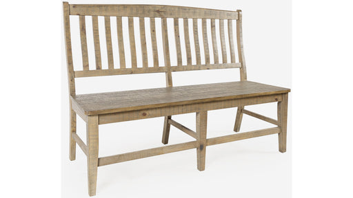 Jofran Carlyle Crossing Slatback Dining Bench in Rustic Distressed Pine image