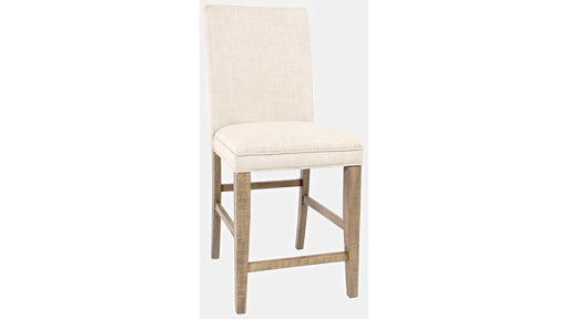 Jofran Carlyle Crossing Upholstered Stool in Cream/Rustic Distressed Pine (Set of 2) image