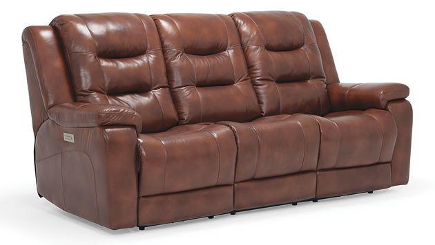 Palliser Furniture Leighton Leather Sofa Power Recliner w/ Headrest & Lumbar